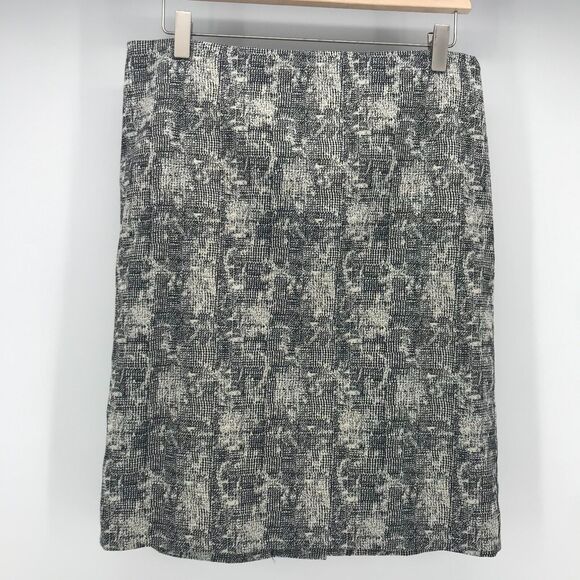 MM.LaFleur Skirt Womens 8 Black Ivory Pencil Cotton Stretch Straight Career - Picture 1 of 10